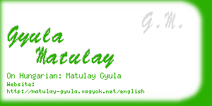 gyula matulay business card
